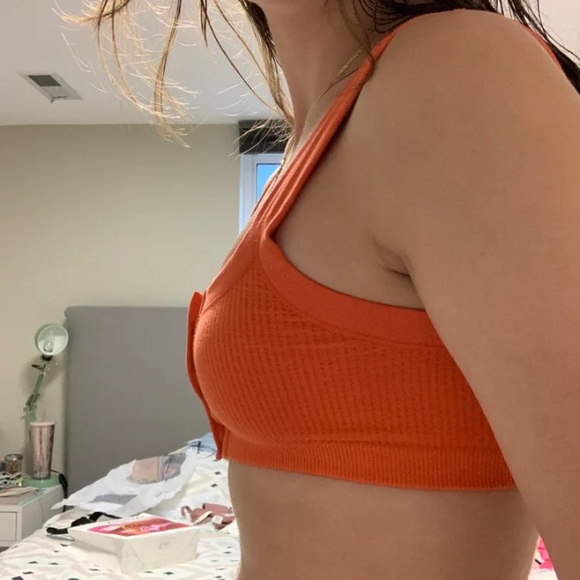 Urban outfitters orange button up crop top. Brand new never worn! - Picture 2 of 3